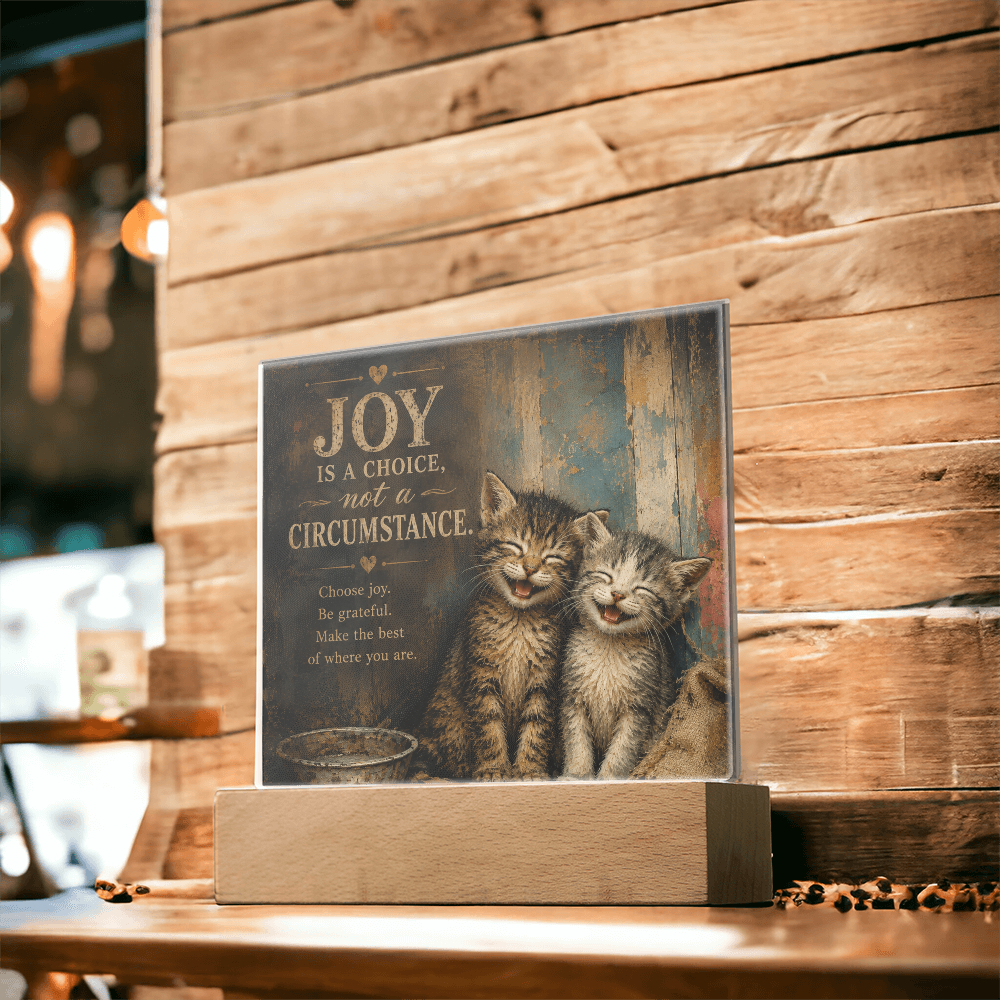 Joy Is a Choice Kitten Acrylic Plaque with LED Base