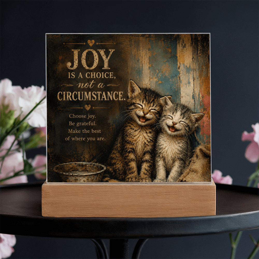 Joy Is a Choice Kitten Acrylic Plaque with LED Base