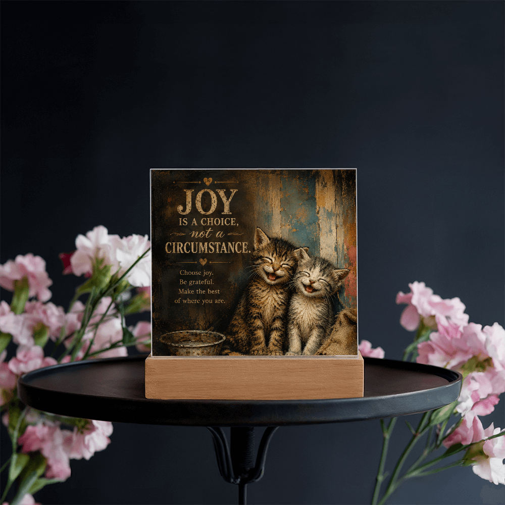Joy Is a Choice Kitten Acrylic Plaque with LED Base