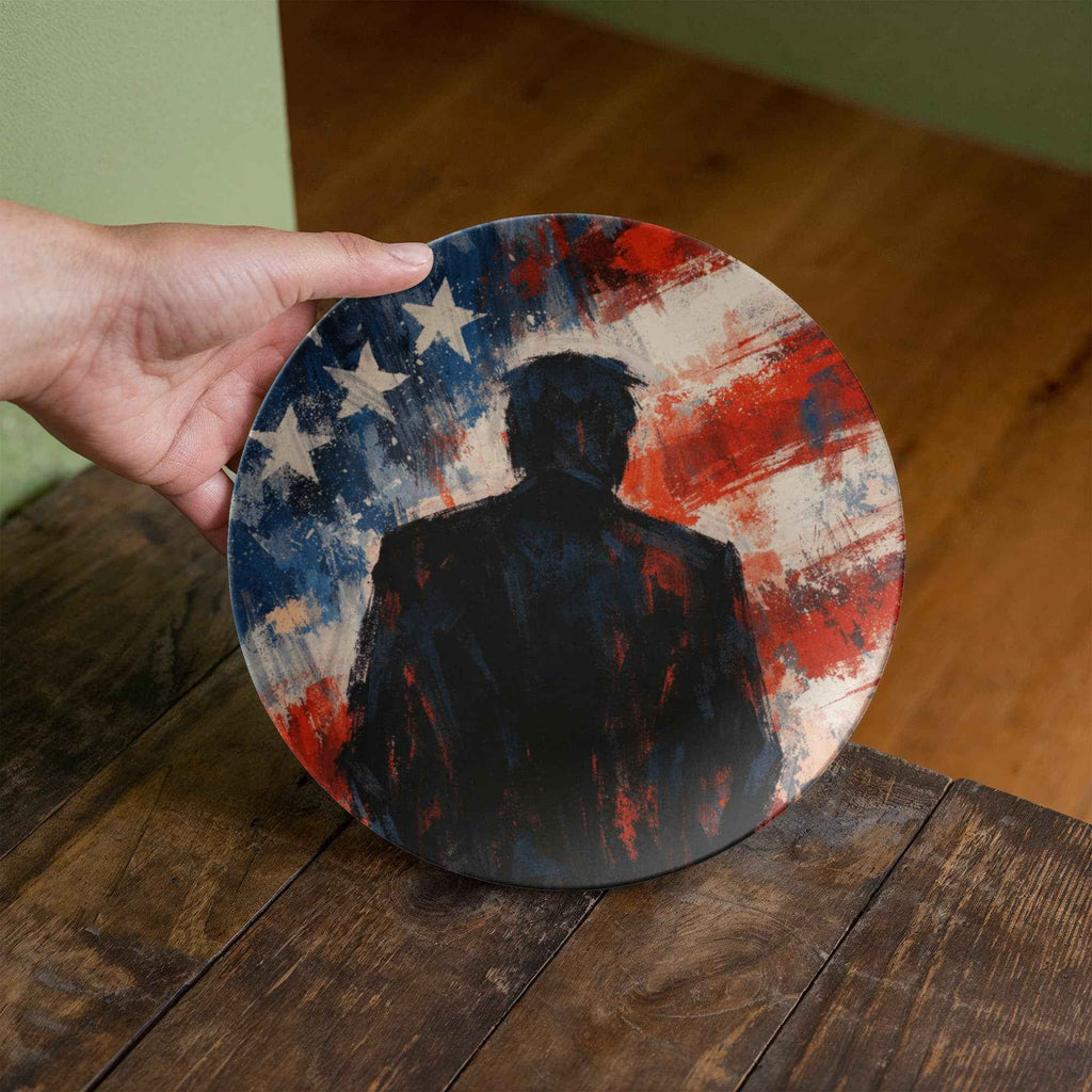 Abstract Americana Silhouette 10” Dinner Plate – Patriotic Statement Tableware