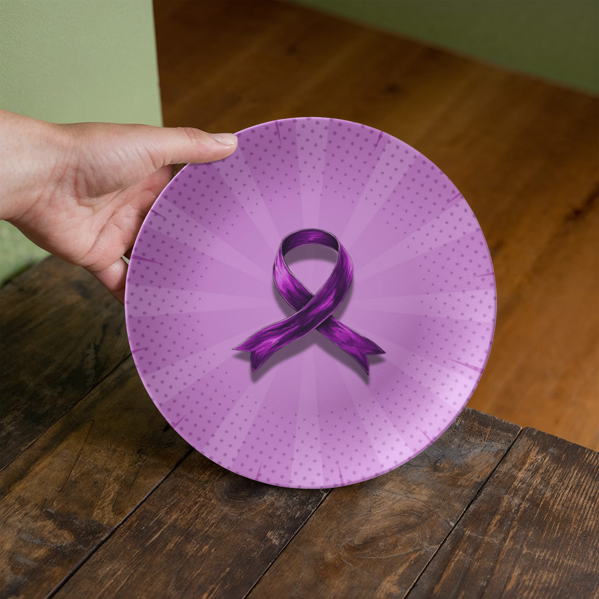 Comic Style Purple Ribbon Collectible Plate