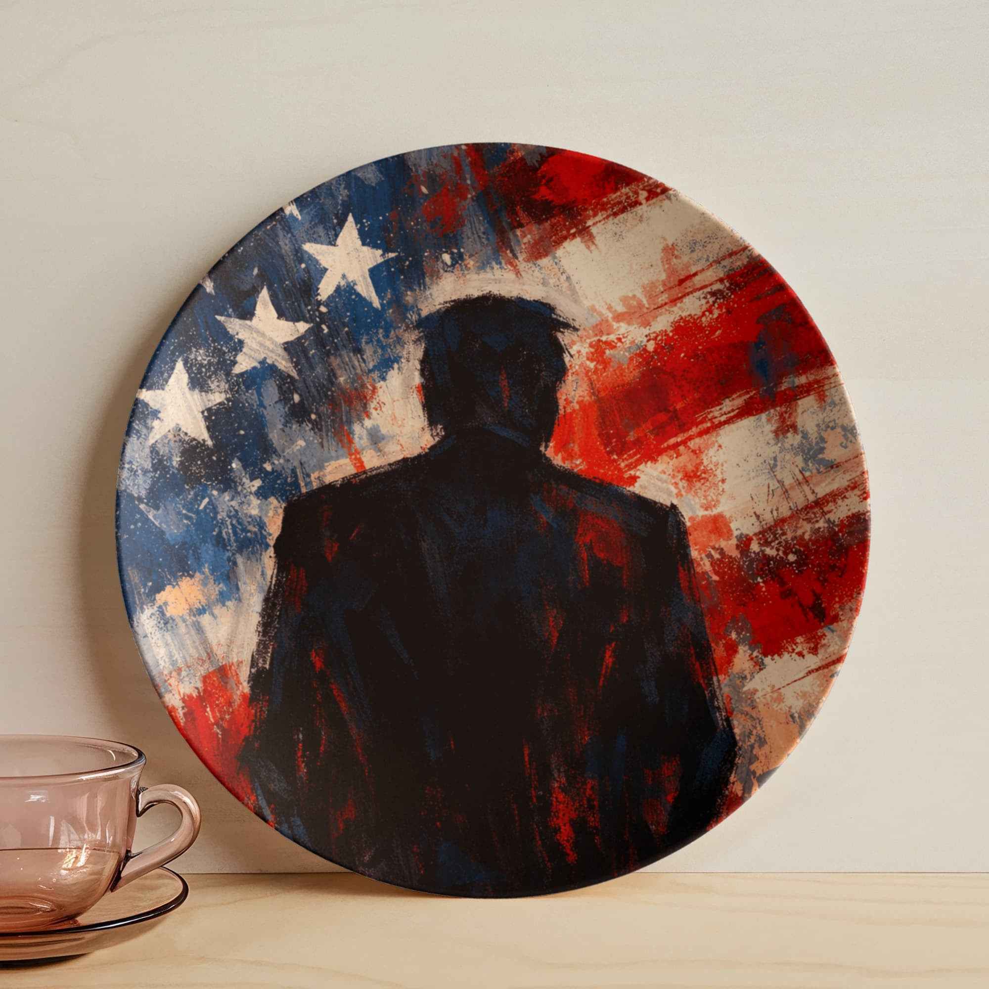 Abstract Americana Silhouette 10” Dinner Plate – Patriotic Statement Tableware