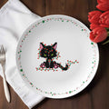 Christmas Cat Tangled in Lights Plate – 10" USA-Made Holiday Dinnerware