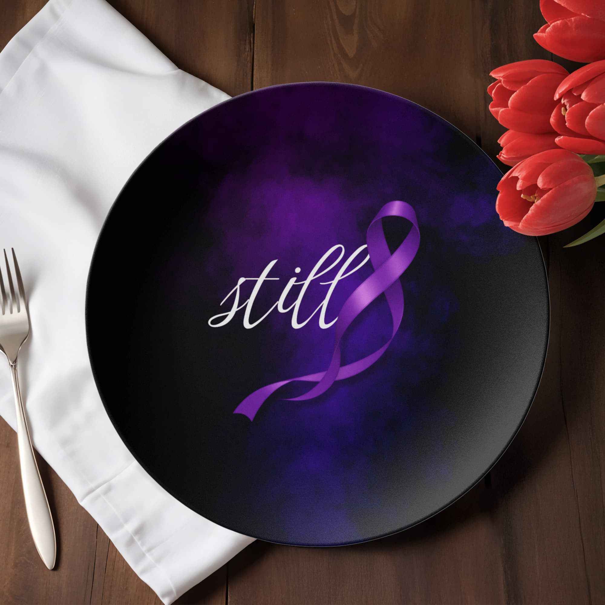 Still Decorative Plate | Epilepsy Awareness Purple Ribbon Plate
