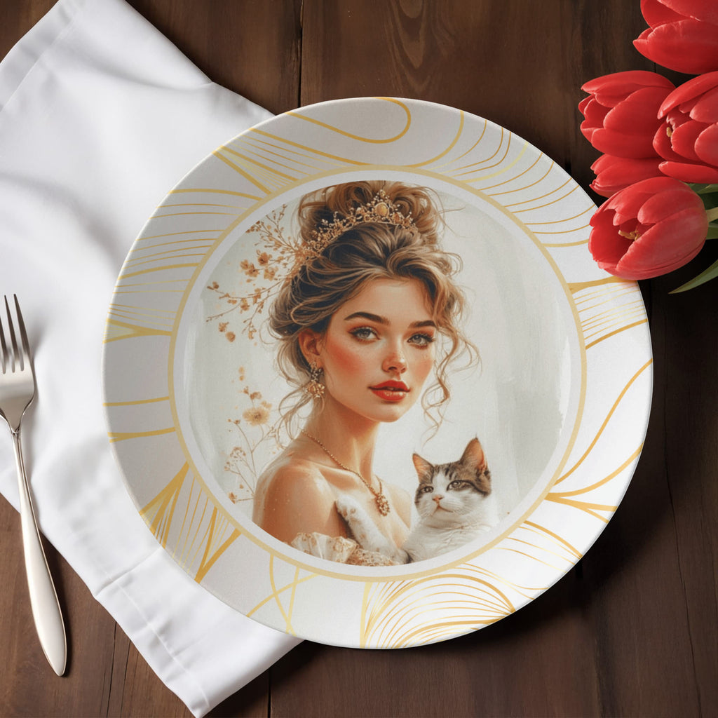 Beautiful Cat Lady Collectible Plate