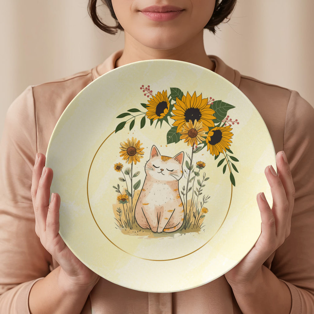Yellow Sunflower Kitty Collectible Plate