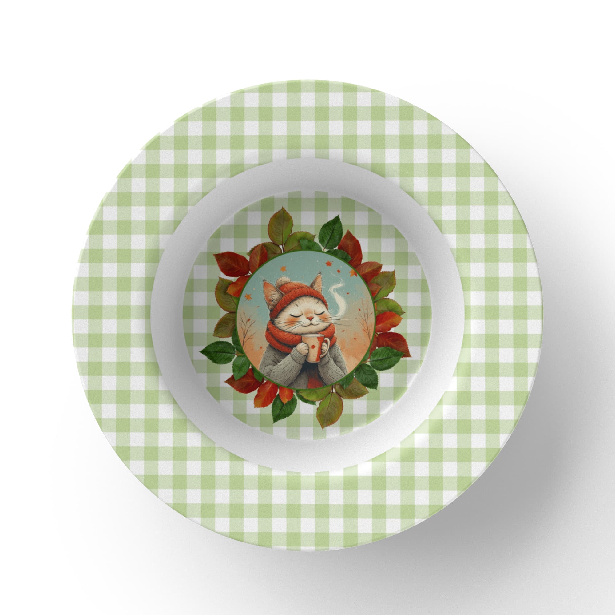 Country Autumn Kitty Collectible Bowl