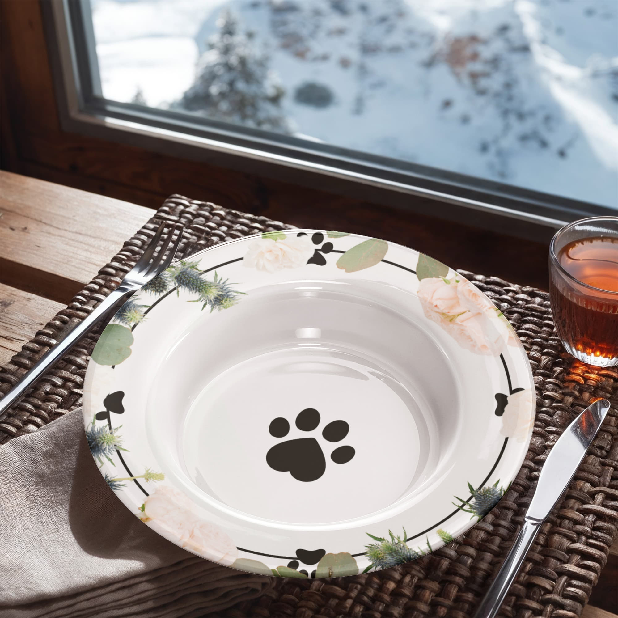 Floral Themed Cat Paw Collectible Bowl