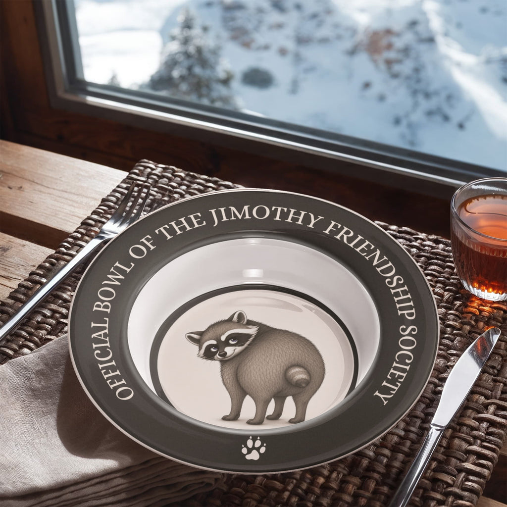 Official Bowl of the Jimothy Friendship Society – 8.5-Inch Raccoon Bowl