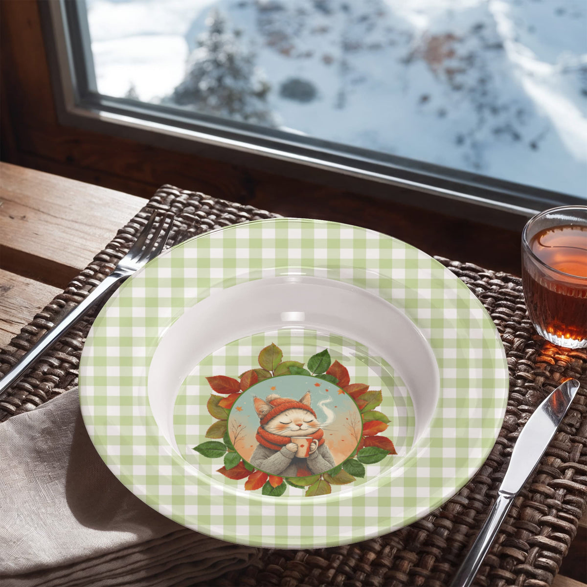 Country Autumn Kitty Collectible Bowl