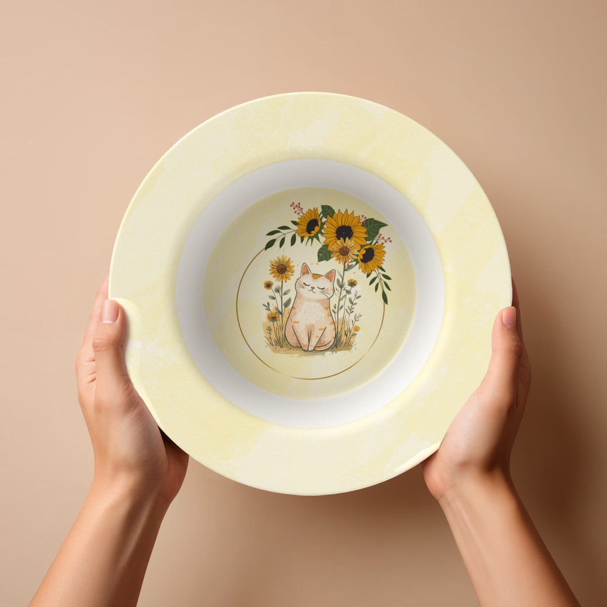 Yellow Sunflower Kitty Collectible Bowl