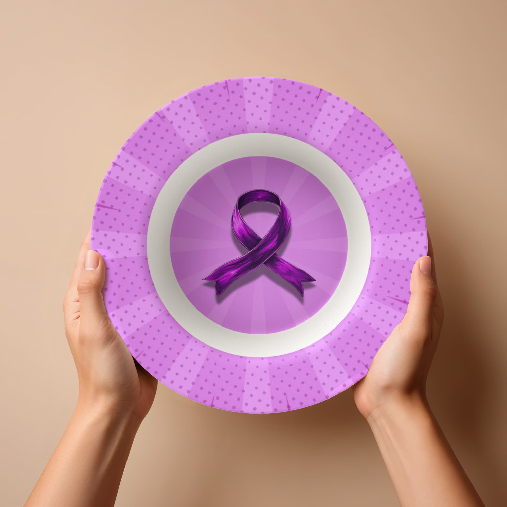 Comic Style Purple Ribbon Collectible Bowl