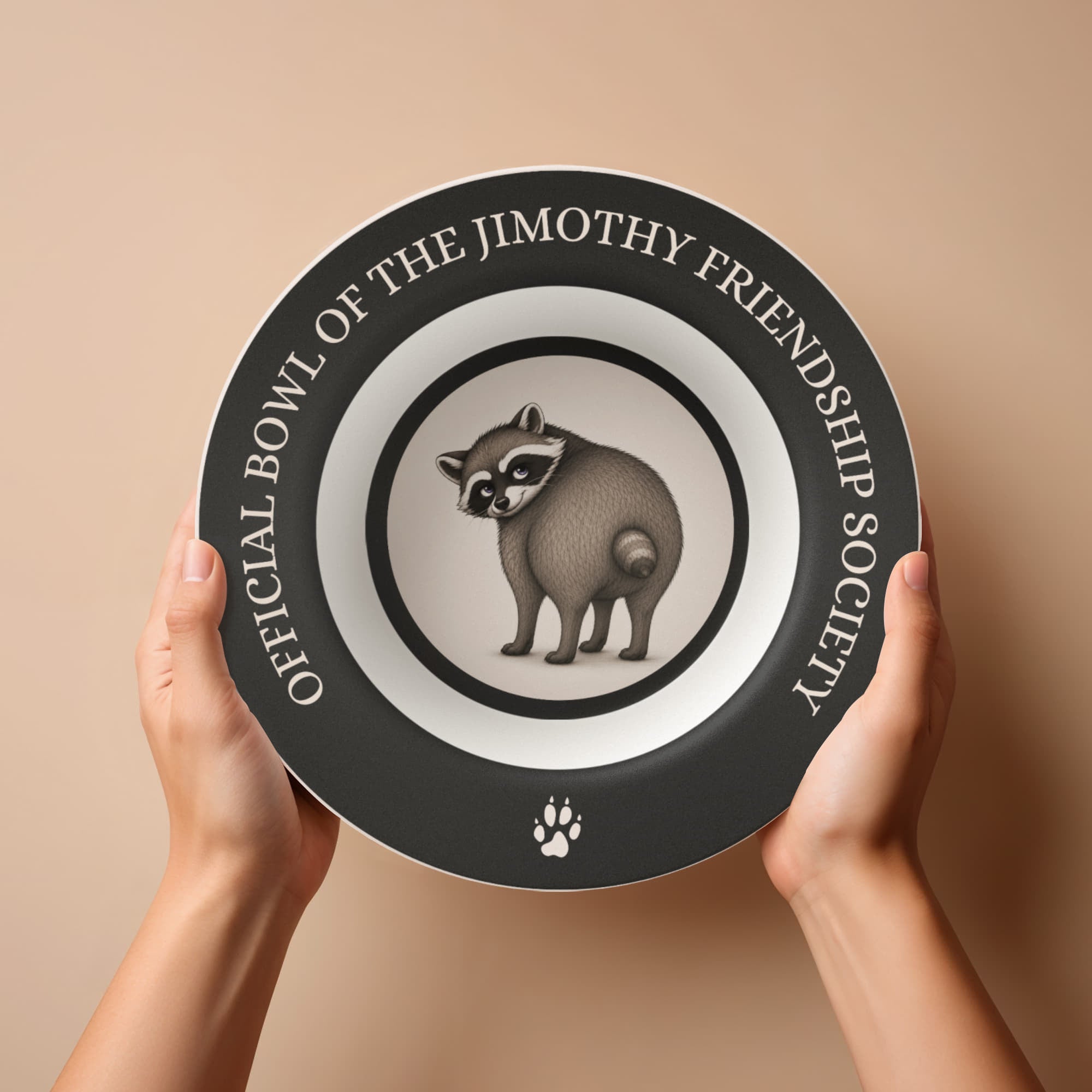 Official Bowl of the Jimothy Friendship Society – 8.5-Inch Raccoon Bowl