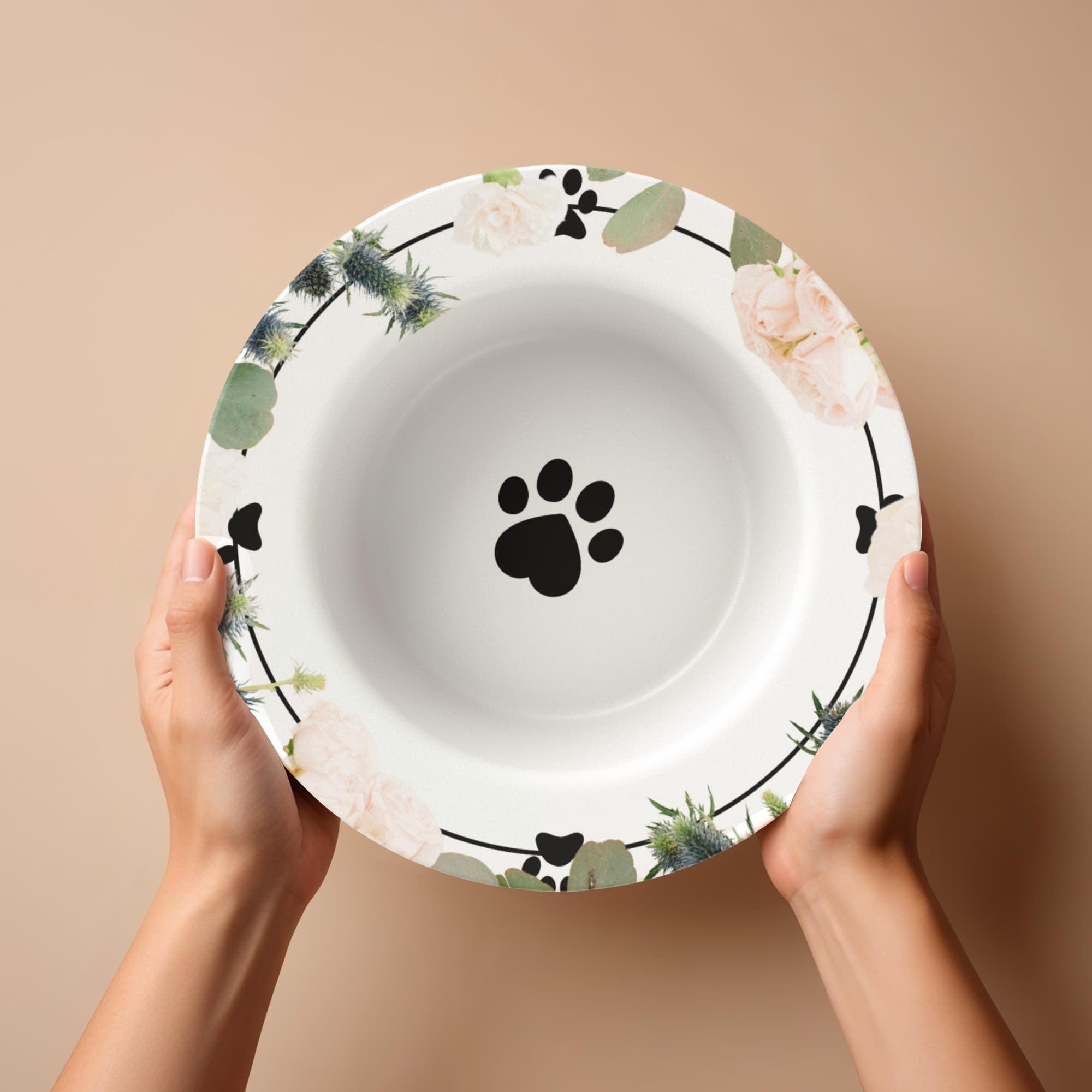 Floral Themed Cat Paw Collectible Bowl