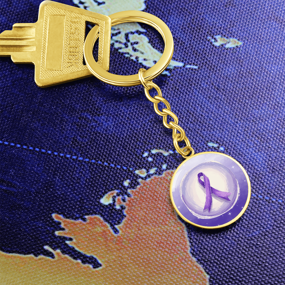 Watercolor Purple Ribbon Pendant Keychain
