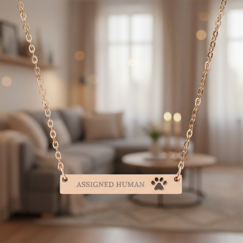 Assigned Human Bar Necklace | Cat Love Engraved Necklace - Jewelry, Necklaces - EpiAl's Shop