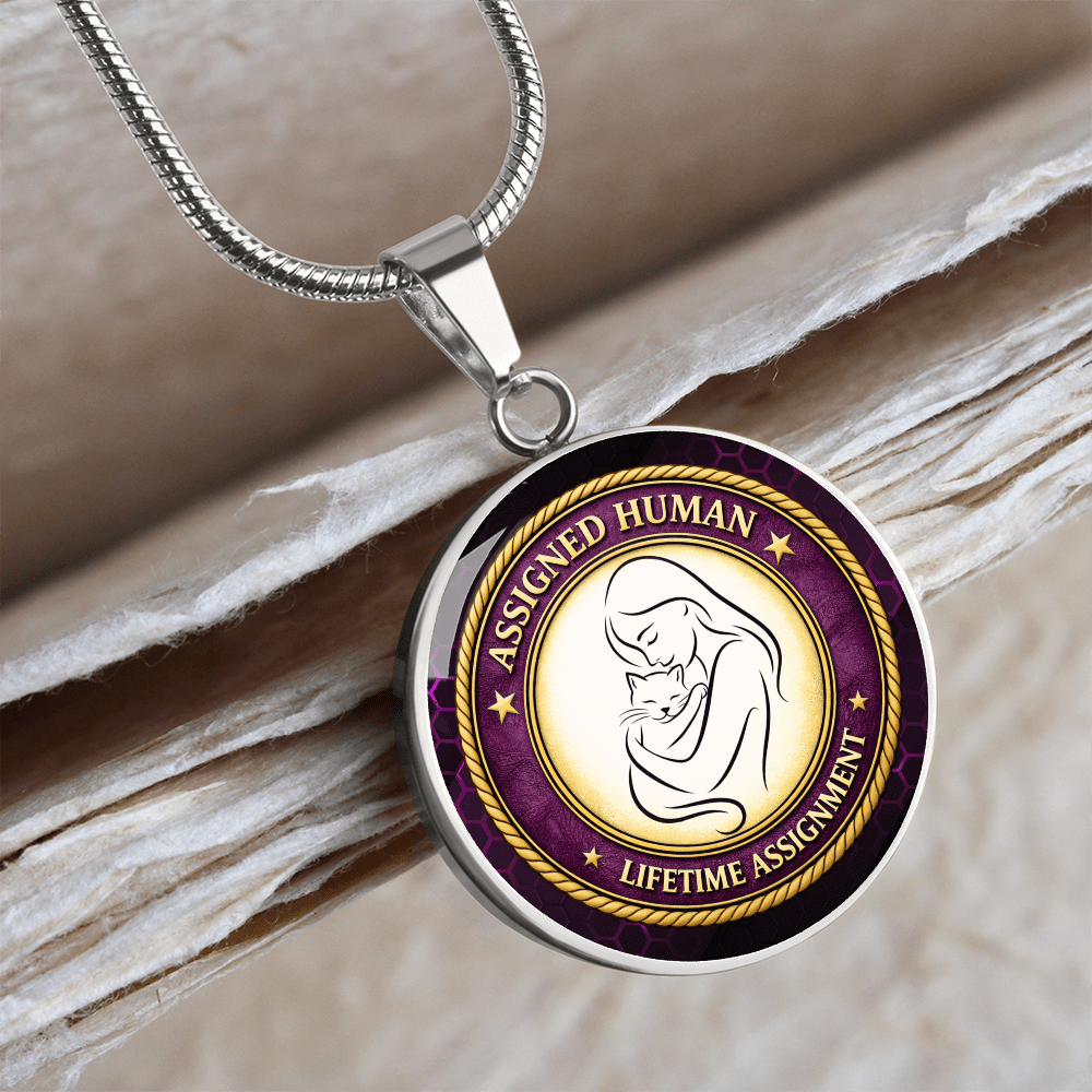 Assigned Human – Lifetime Assignment Necklace | Cat Lover Parody Pendant - Jewelry, Necklaces - EpiAl's Shop