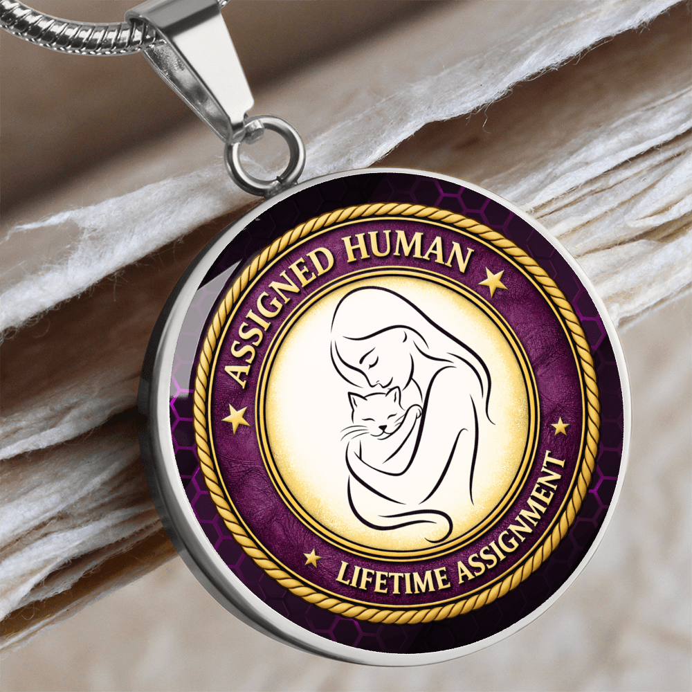 Assigned Human – Lifetime Assignment Necklace | Cat Lover Parody Pendant - Jewelry, Necklaces - EpiAl's Shop