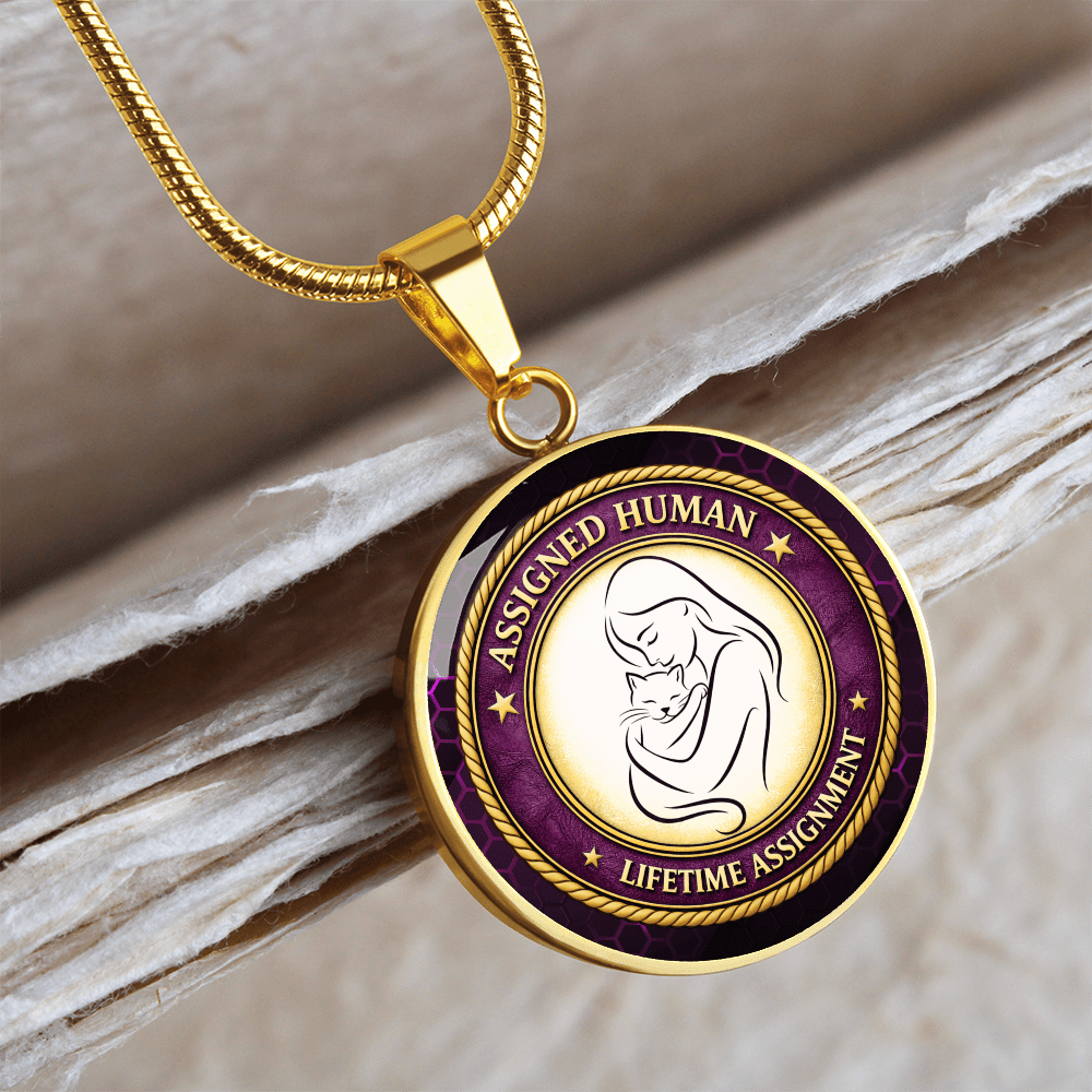 Assigned Human – Lifetime Assignment Necklace | Cat Lover Parody Pendant - Jewelry, Necklaces - EpiAl's Shop