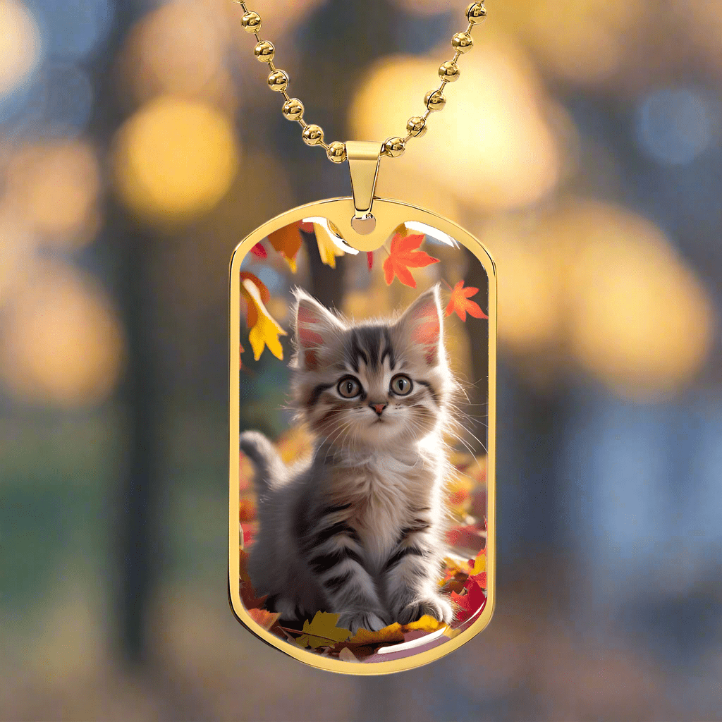 Autumn Kitten Necklace for Cat Lovers - Jewelry, Necklaces - EpiAl's Shop