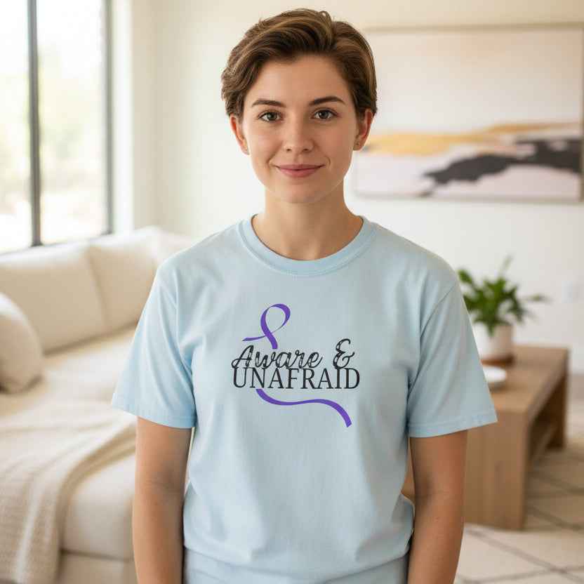 Aware & Unafraid T-Shirt – Epilepsy Awareness Purple Tee - Clothing, Unisex, T-Shirts - EpiAl's Shop