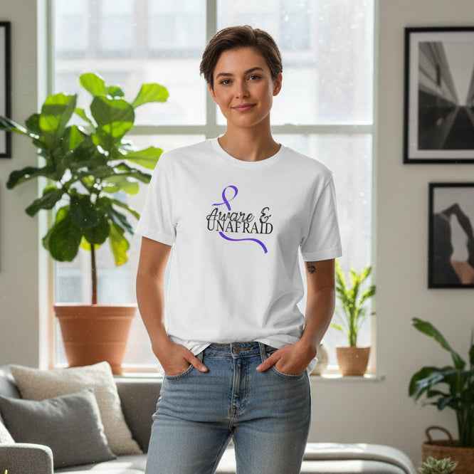 Aware & Unafraid T-Shirt – Epilepsy Awareness Purple Tee - Clothing, Unisex, T-Shirts - EpiAl's Shop