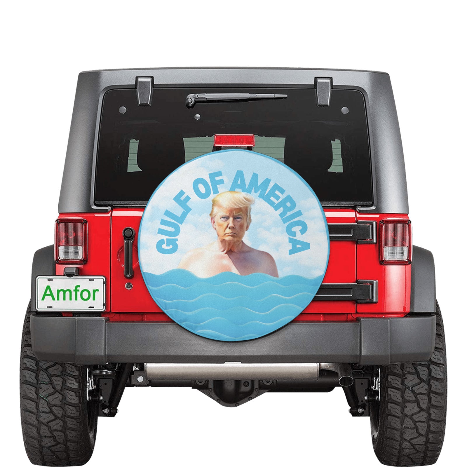 Trump in the Gulf Spare Tire Cover (Small)(15")