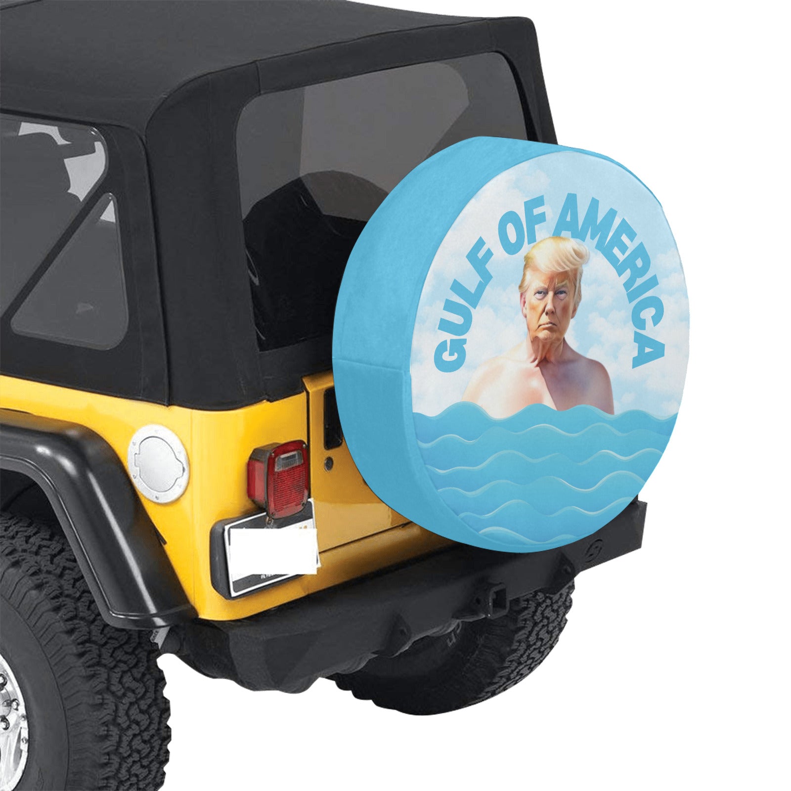 Trump in the Gulf Spare Tire Cover (Medium)(16")