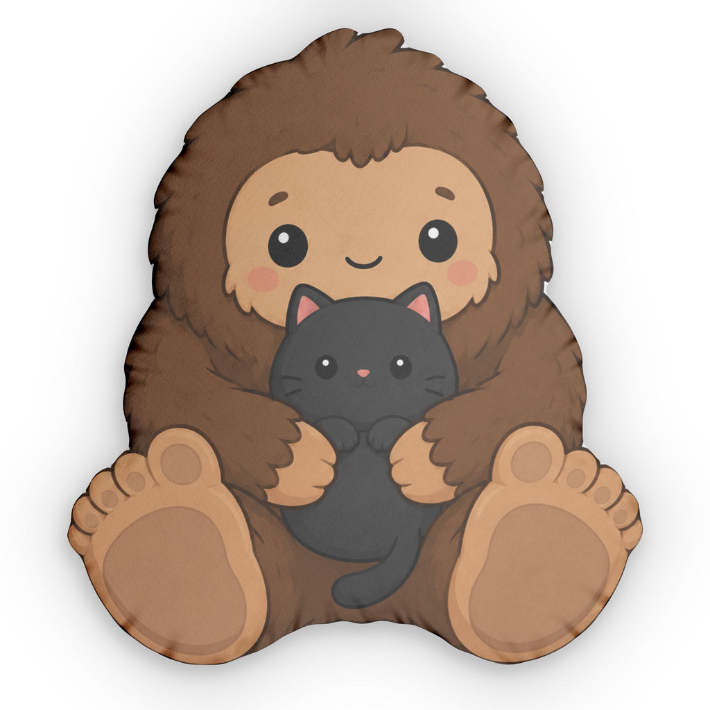 Baby Bigfoot & Black Cat Shaped Pillow | Woodland Sasquatch Cat Decor - Decor, Pillows, Shaped - EpiAl's Shop