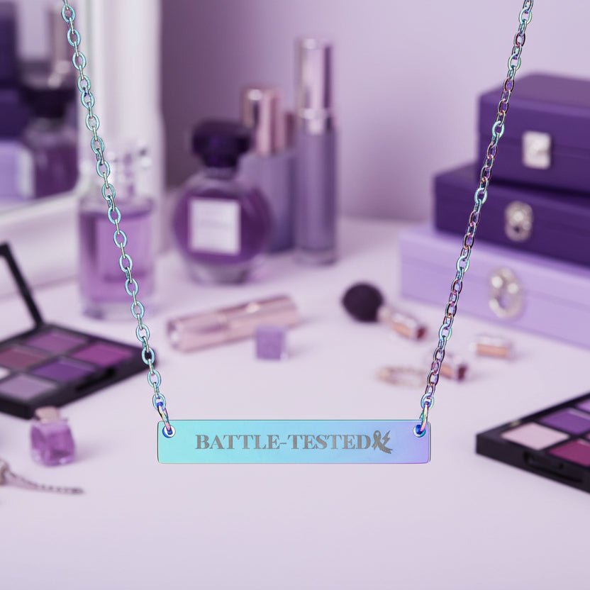 Battle-Tested Epilepsy Awareness Bar Necklace - Jewelry, Necklaces - EpiAl's Shop