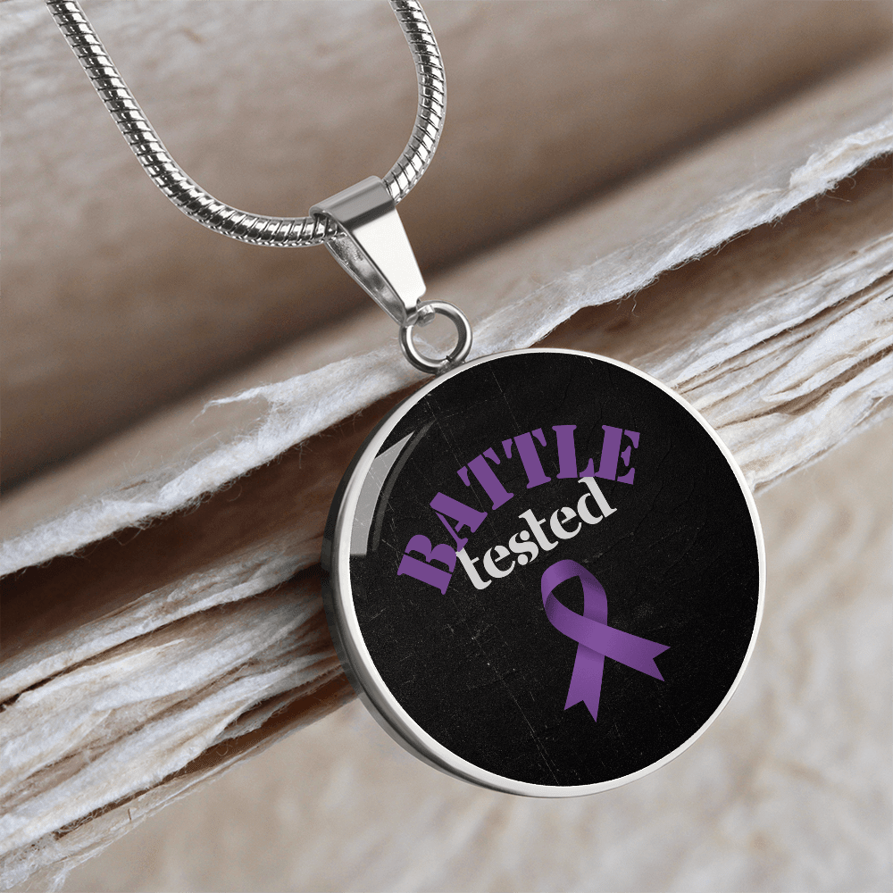 Battle Tested Epilepsy Awareness Circle Pendant Necklace - Jewelry, Necklaces - EpiAl's Shop