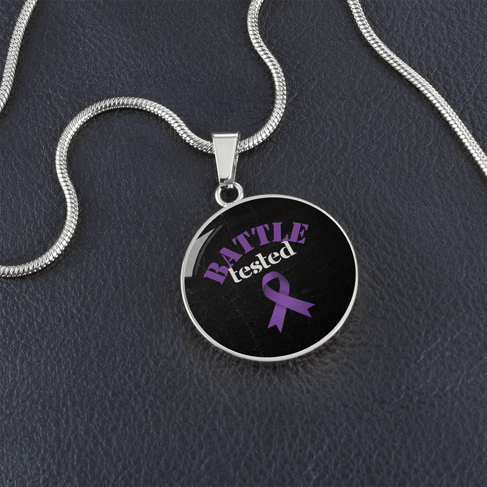 Battle Tested Epilepsy Awareness Circle Pendant Necklace - Jewelry, Necklaces - EpiAl's Shop