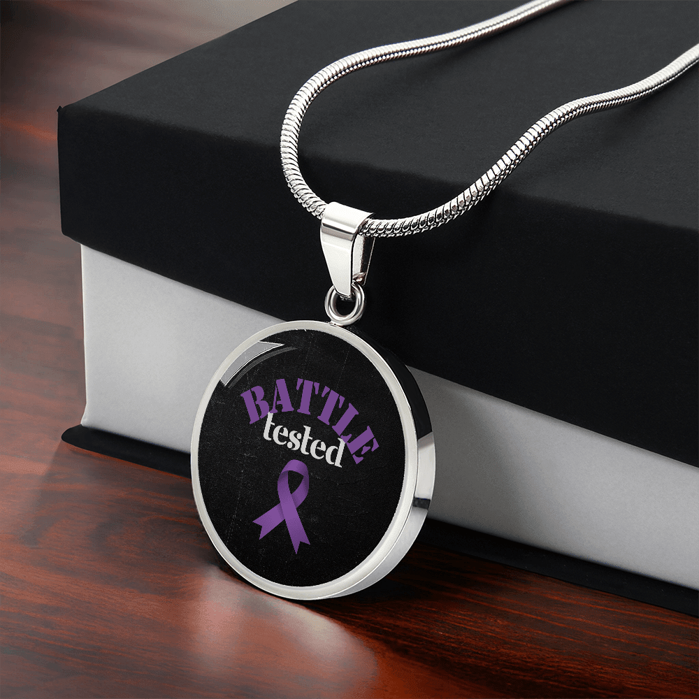 Battle Tested Epilepsy Awareness Circle Pendant Necklace - Jewelry, Necklaces - EpiAl's Shop