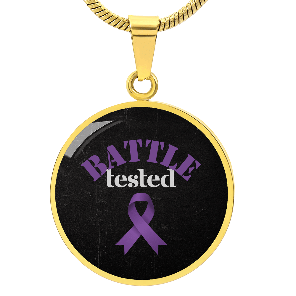 Battle Tested Epilepsy Awareness Circle Pendant Necklace - Jewelry, Necklaces - EpiAl's Shop