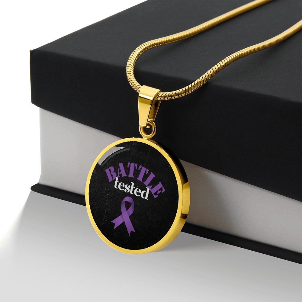 Battle Tested Epilepsy Awareness Circle Pendant Necklace - Jewelry, Necklaces - EpiAl's Shop