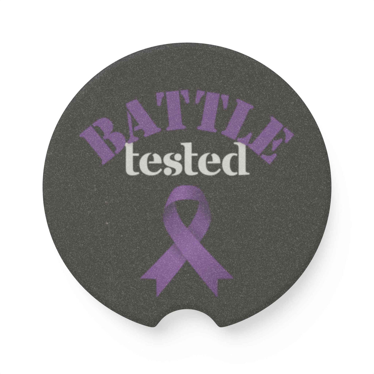Battle Tested Epilepsy Awareness Soapstone Car Coaster – Purple Ribbon (Set of 1 or 2) - Vehicle Coasters - EpiAl's Shop