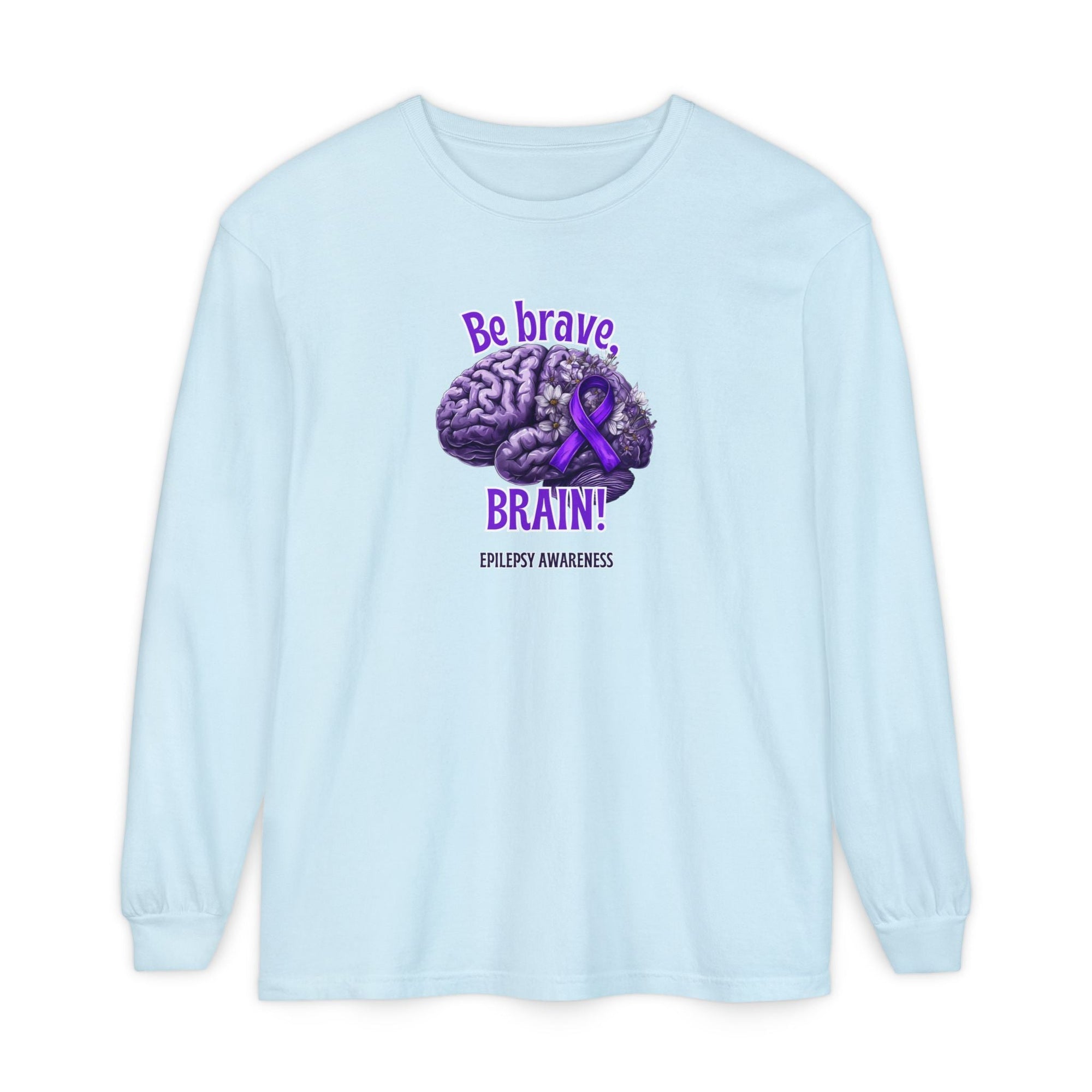 Be Brave Brain Epilepsy Awareness Long Sleeve T-Shirt - Clothing, T-shirts, Long - Sleeve - EpiAl's Shop