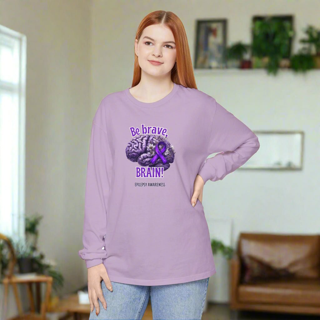 Be Brave Brain Epilepsy Awareness Long Sleeve T-Shirt - Clothing, T-shirts, Long - Sleeve - EpiAl's Shop