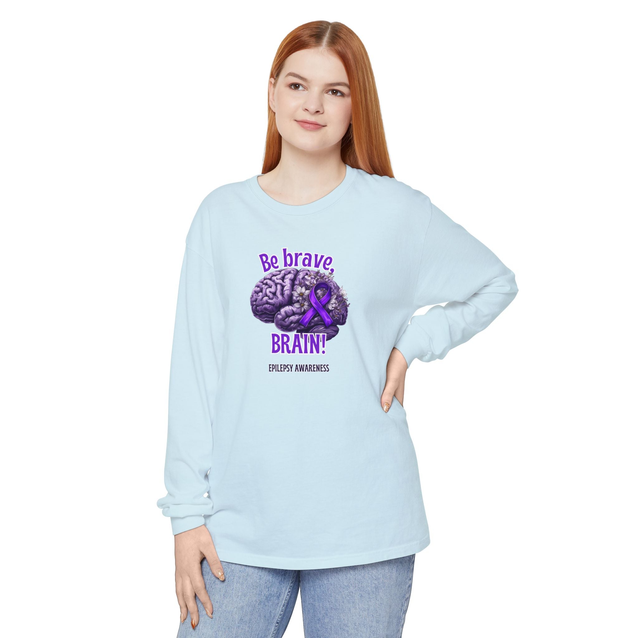 Be Brave Brain Epilepsy Awareness Long Sleeve T-Shirt - Clothing, T-shirts, Long - Sleeve - EpiAl's Shop