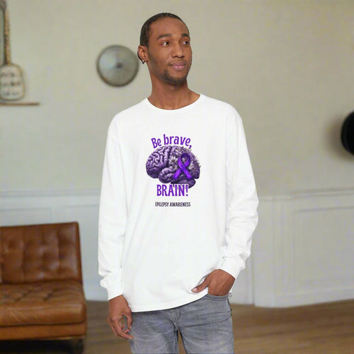 Be Brave Brain Epilepsy Awareness Long Sleeve T-Shirt - Clothing, T-shirts, Long - Sleeve - EpiAl's Shop