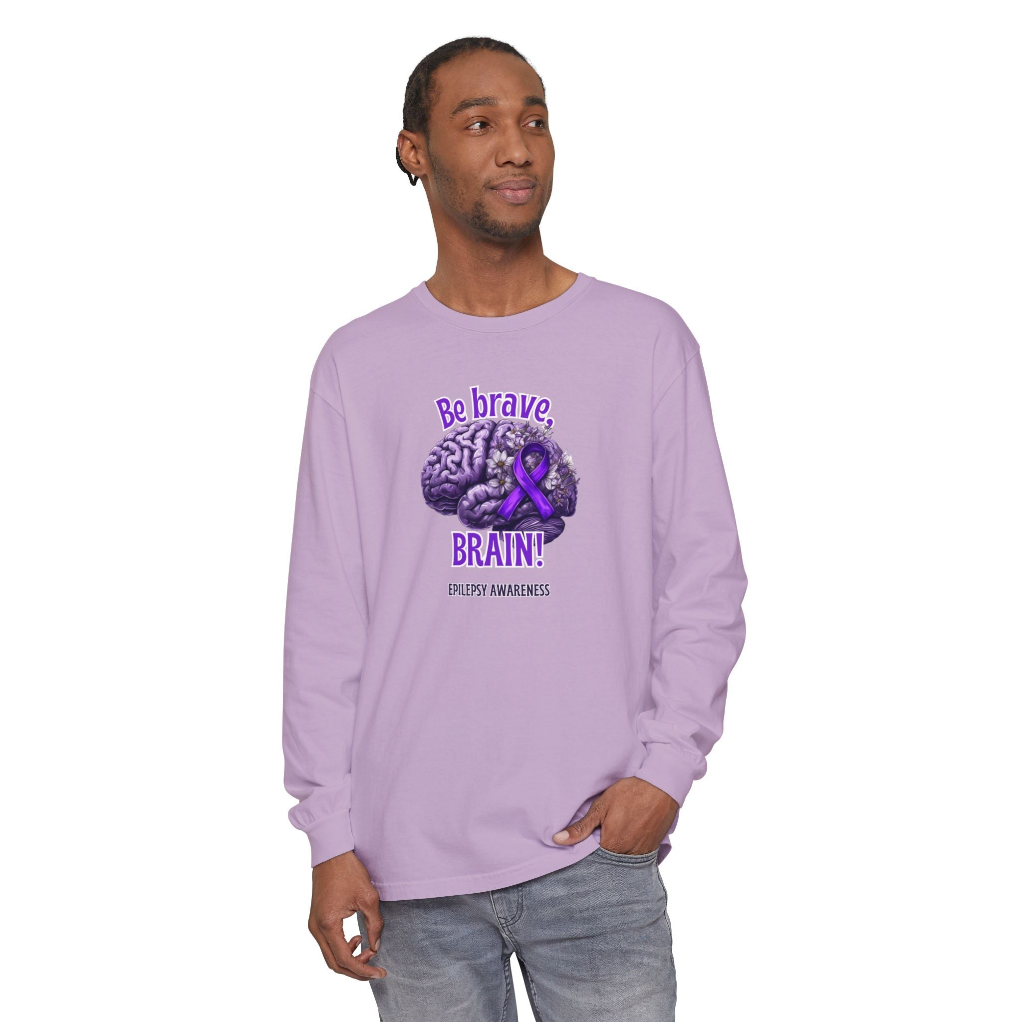 Be Brave Brain Epilepsy Awareness Long Sleeve T-Shirt - Clothing, T-shirts, Long - Sleeve - EpiAl's Shop