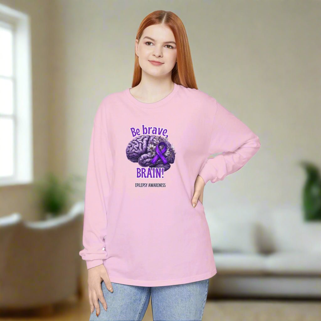 Be Brave Brain Epilepsy Awareness Long Sleeve T-Shirt - Clothing, T-shirts, Long - Sleeve - EpiAl's Shop