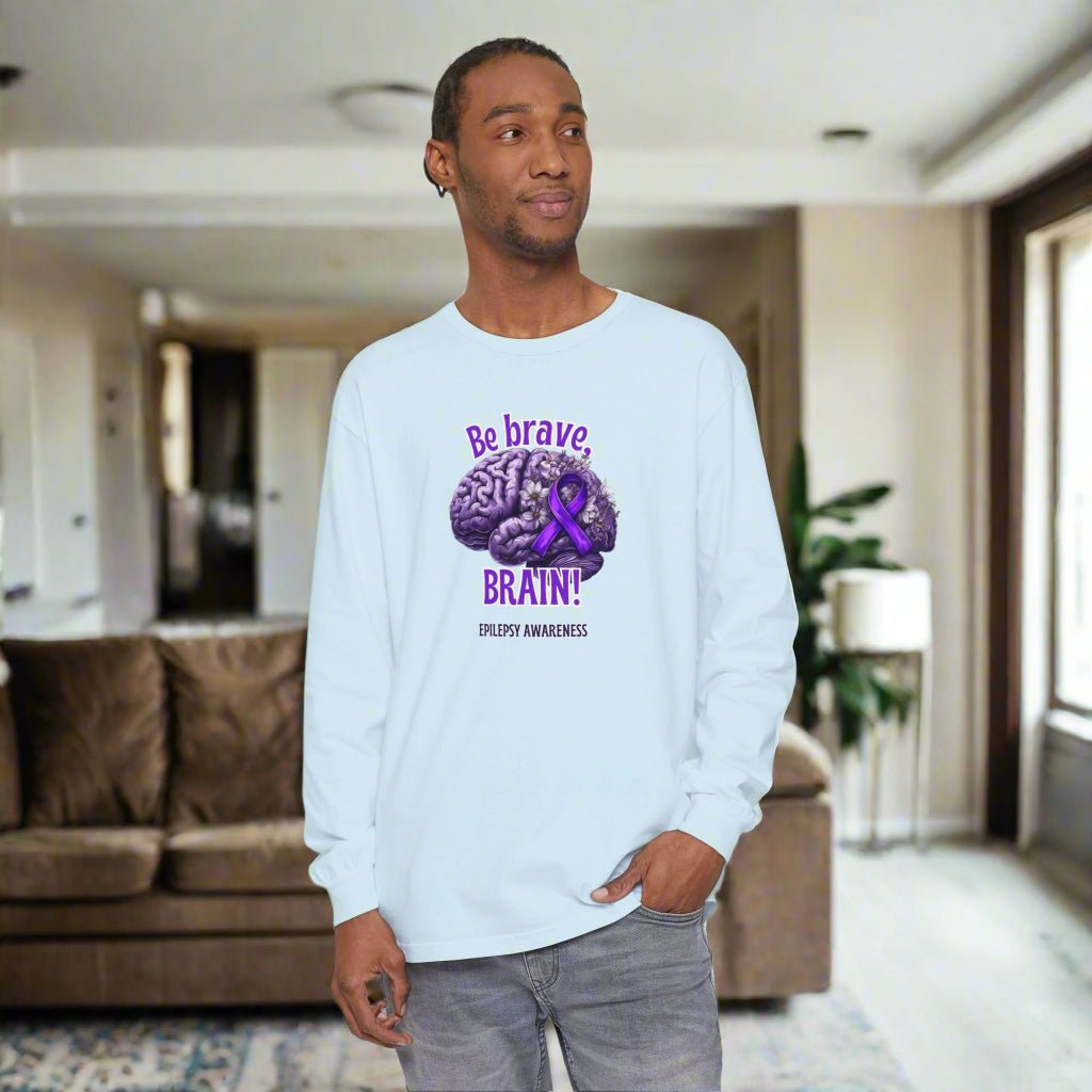Be Brave Brain Epilepsy Awareness Long Sleeve T-Shirt - Clothing, T-shirts, Long - Sleeve - EpiAl's Shop