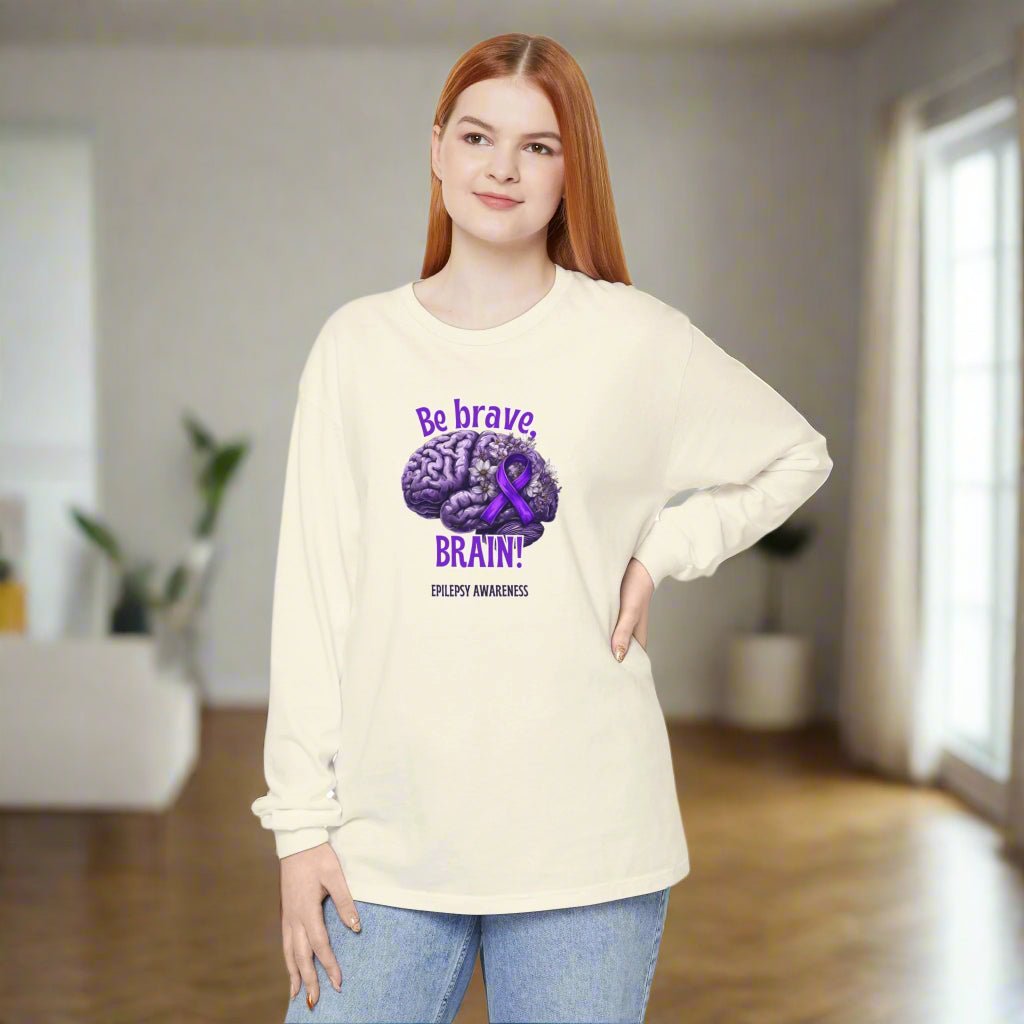 Be Brave Brain Epilepsy Awareness Long Sleeve T-Shirt - Clothing, T-shirts, Long - Sleeve - EpiAl's Shop