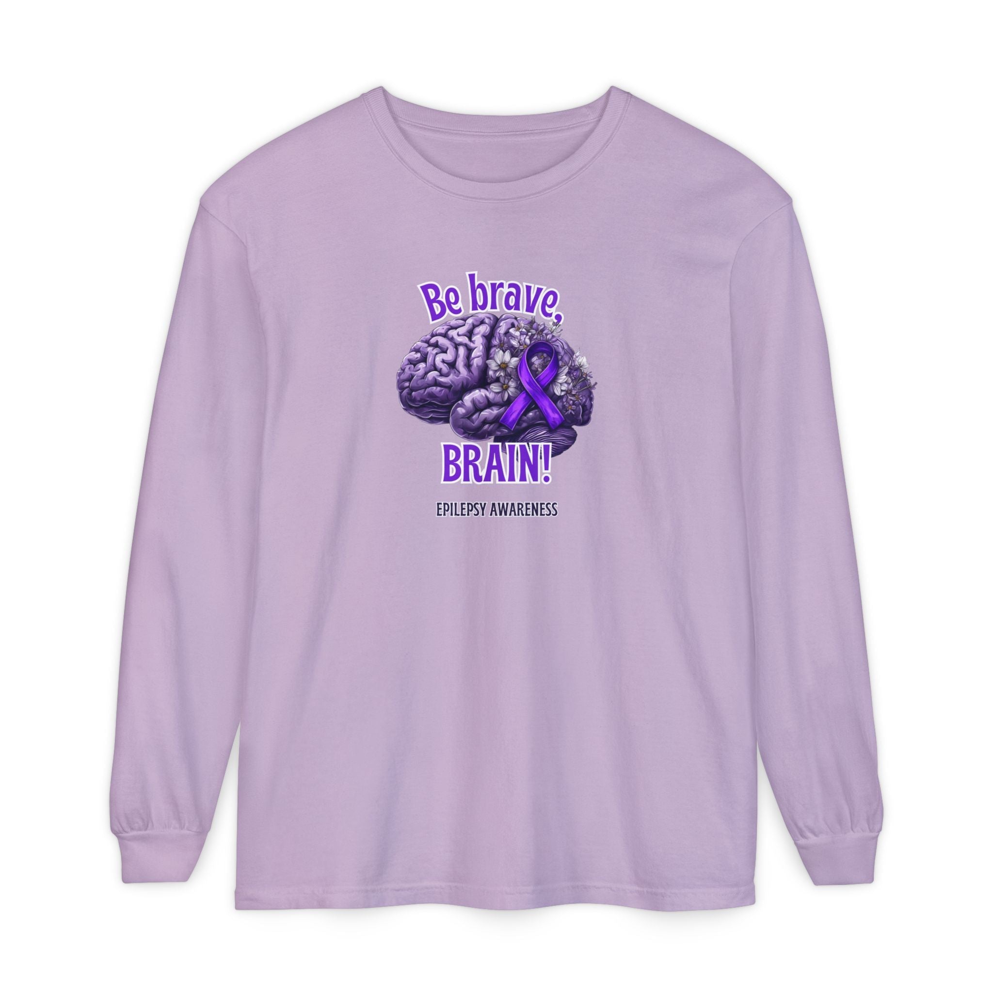 Be Brave Brain Epilepsy Awareness Long Sleeve T-Shirt - Clothing, T-shirts, Long - Sleeve - EpiAl's Shop