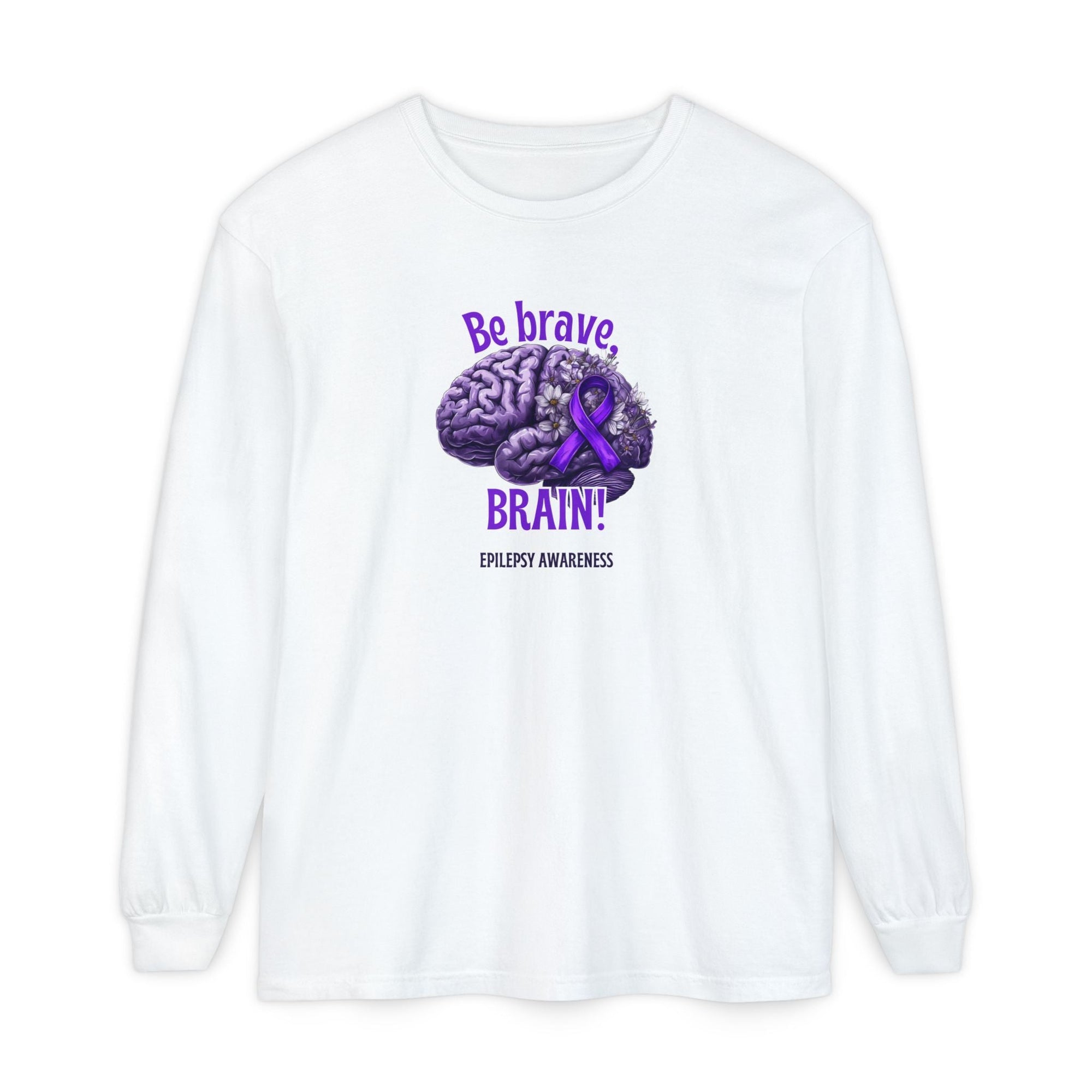 Be Brave Brain Epilepsy Awareness Long Sleeve T-Shirt - Clothing, T-shirts, Long - Sleeve - EpiAl's Shop