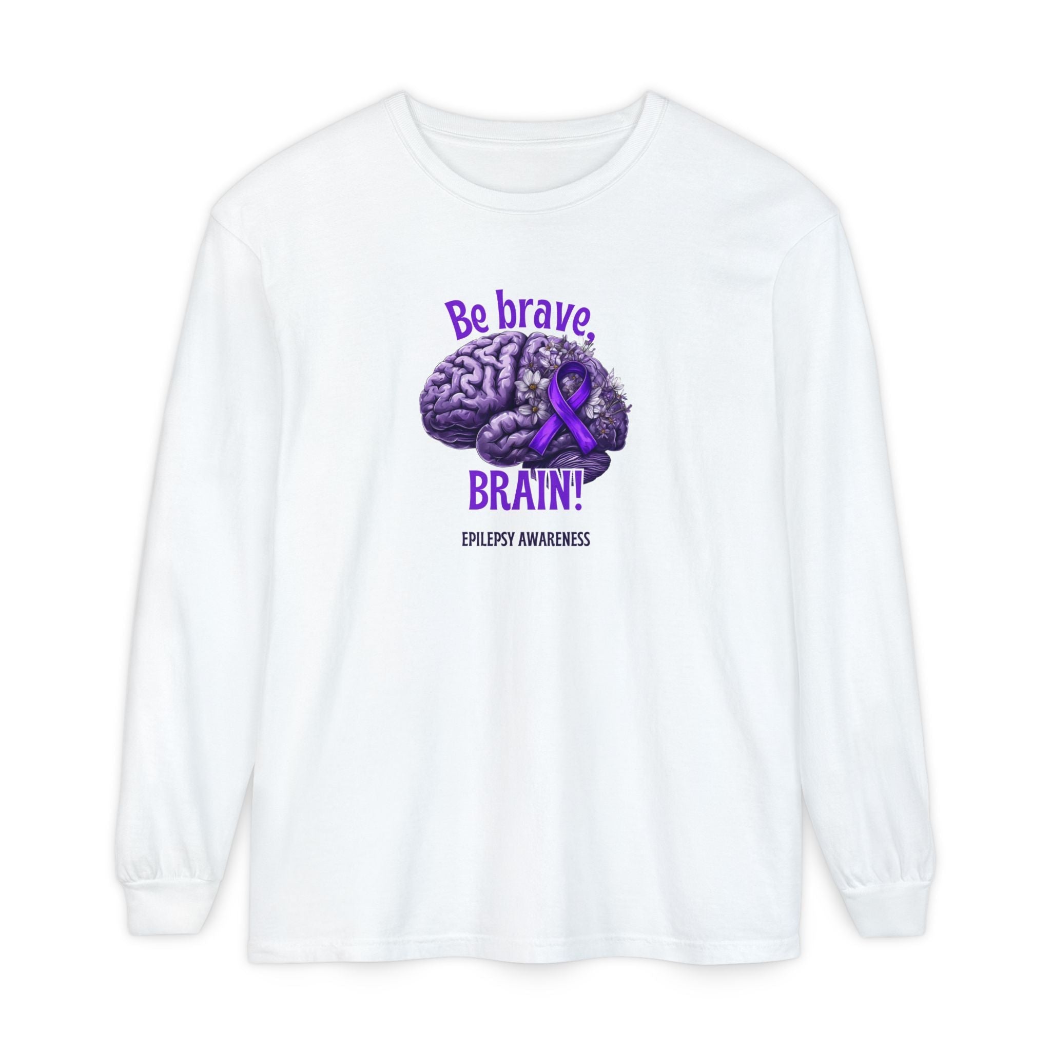 Be Brave Brain Epilepsy Awareness Long Sleeve T-Shirt - Clothing, T-shirts, Long - Sleeve - EpiAl's Shop
