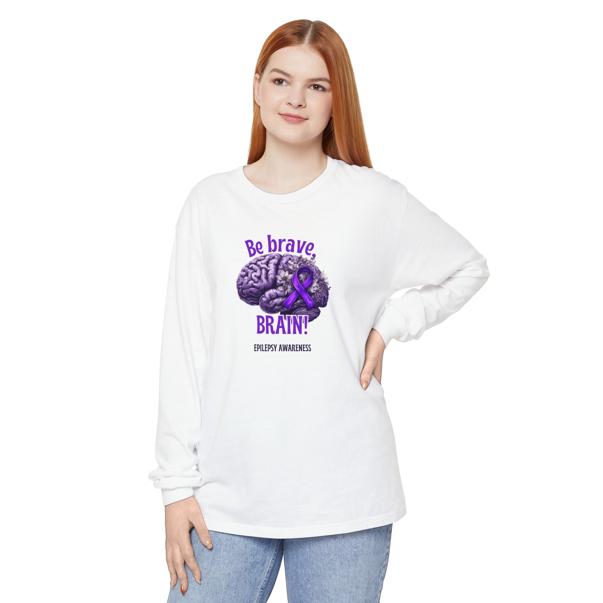 Be Brave Brain Epilepsy Awareness Long Sleeve T-Shirt - Clothing, T-shirts, Long - Sleeve - EpiAl's Shop