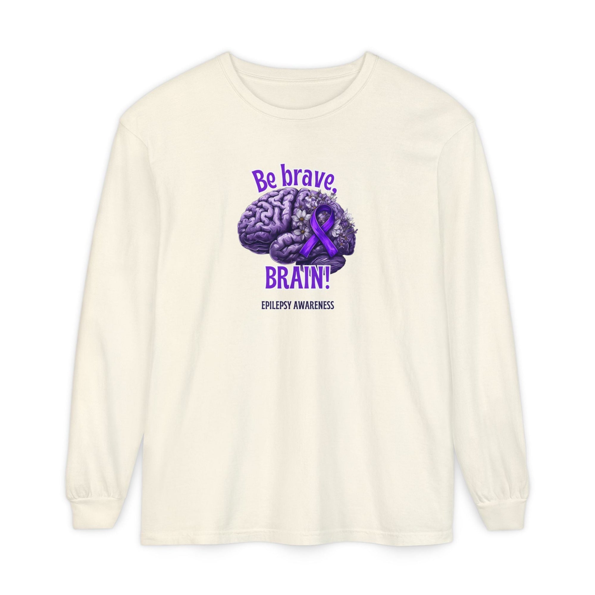 Be Brave Brain Epilepsy Awareness Long Sleeve T-Shirt - Clothing, T-shirts, Long - Sleeve - EpiAl's Shop
