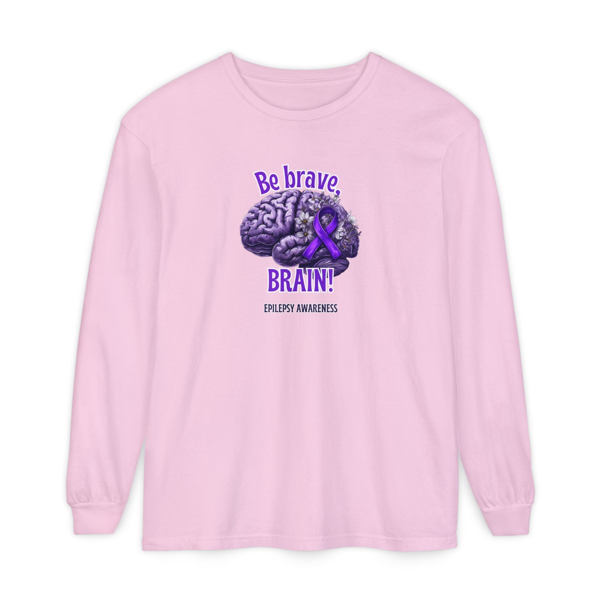 Be Brave Brain Epilepsy Awareness Long Sleeve T-Shirt - Clothing, T-shirts, Long - Sleeve - EpiAl's Shop